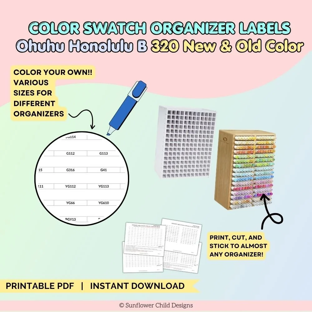 Ohuhu Swatch Labels Printable, Color-In Organizer Labels, Old +